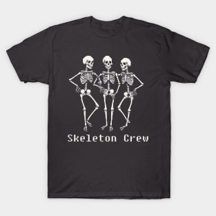 Skeleton crew pixel Halloween design T-Shirt